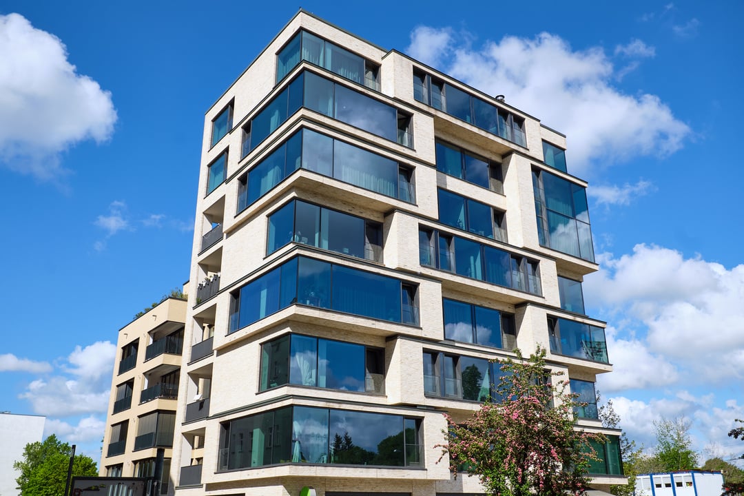 Modern multi-family house with a lof of glass